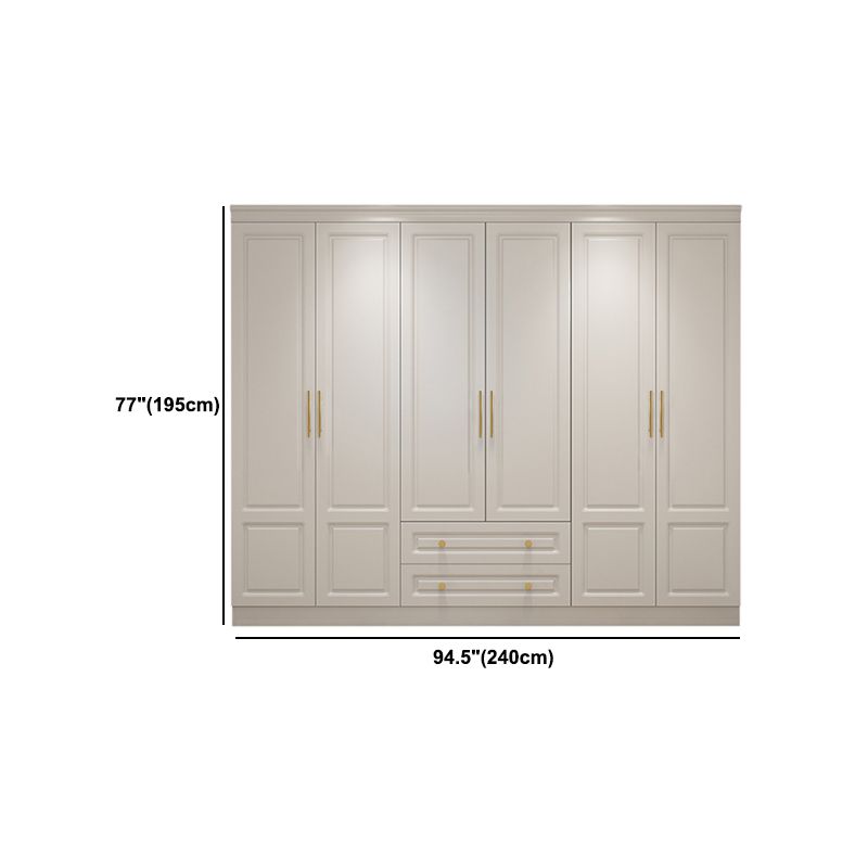 Hinged White Wardrobe Armoire Engineered Wood Wardrobe Closet