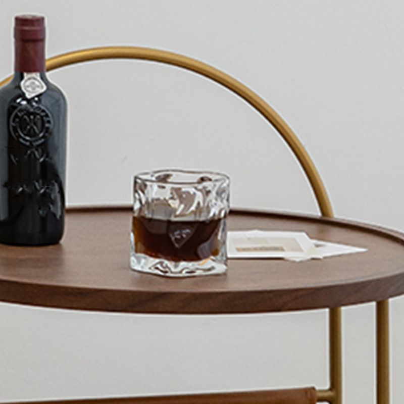 Solid Wood Side Table with Storage Round Tray Top Corner Table