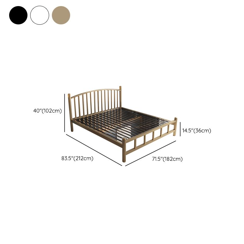 Luxurious Metal Platform Bed Frame Tall Slat Bed with Headboard