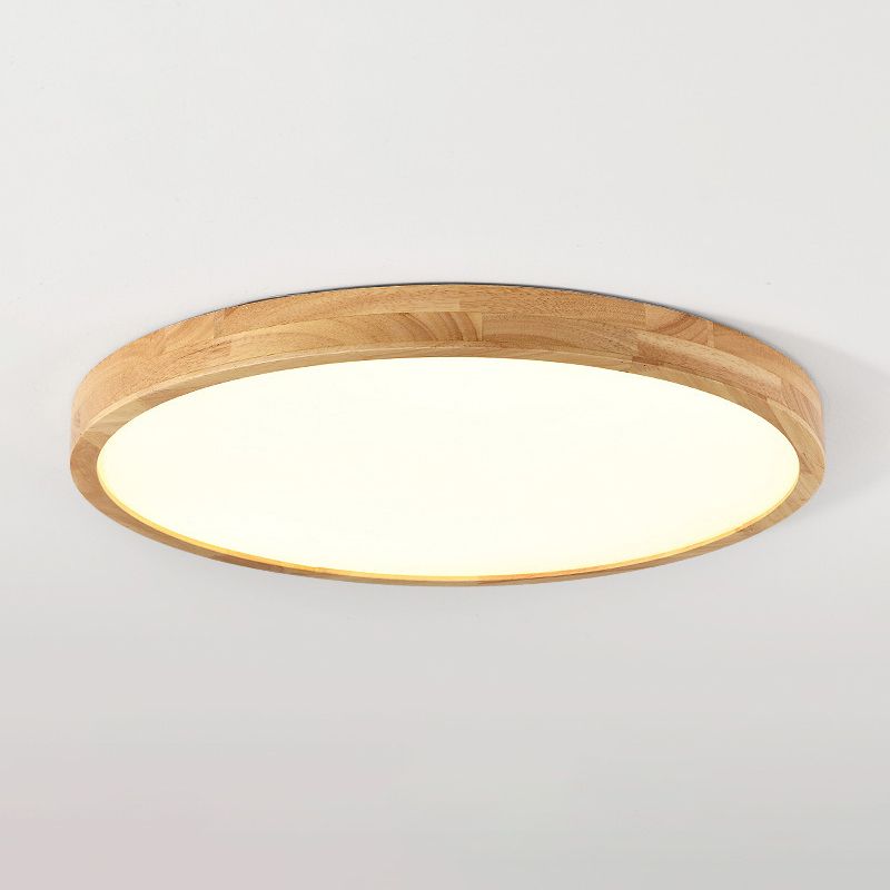 Accesorio de iluminación de techo de montaje empotrado LED nórdico con forma de disco de madera para vestíbulo