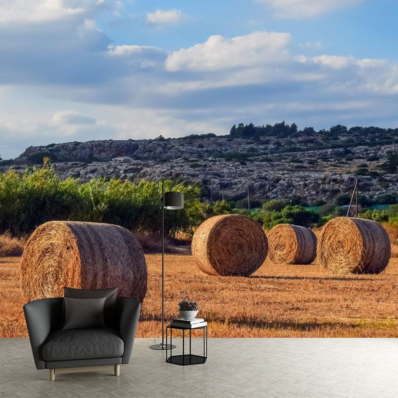 Customized Straw Bale Mural Decal Wall Decor Mildew Resistant for Living Room