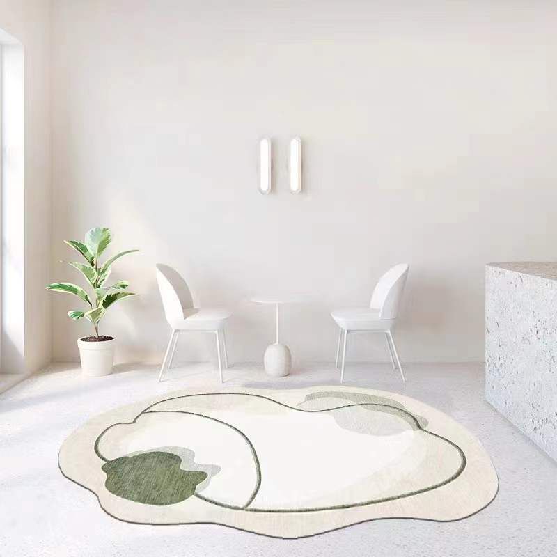 Green Line Rug Polyester Casual Area Rug Non-Slip Backing Rug for Drawing Room