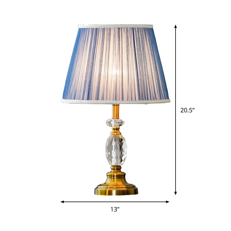 Veilleuse en cristal à facettes en forme de cône, éclairage de table bleu moderniste à 1 ampoule avec détails imitation tressés