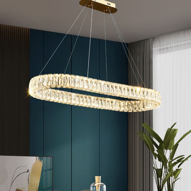 LED Dining Island Light Modern Dining Room Crystal Hanging Lamp Fixture