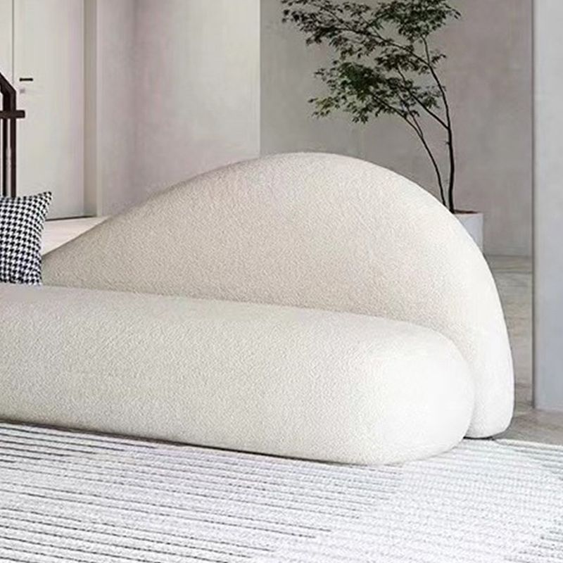 31.49" Wide Wool Curved Sofa White Contemporary Tuxedo Arm Sofa