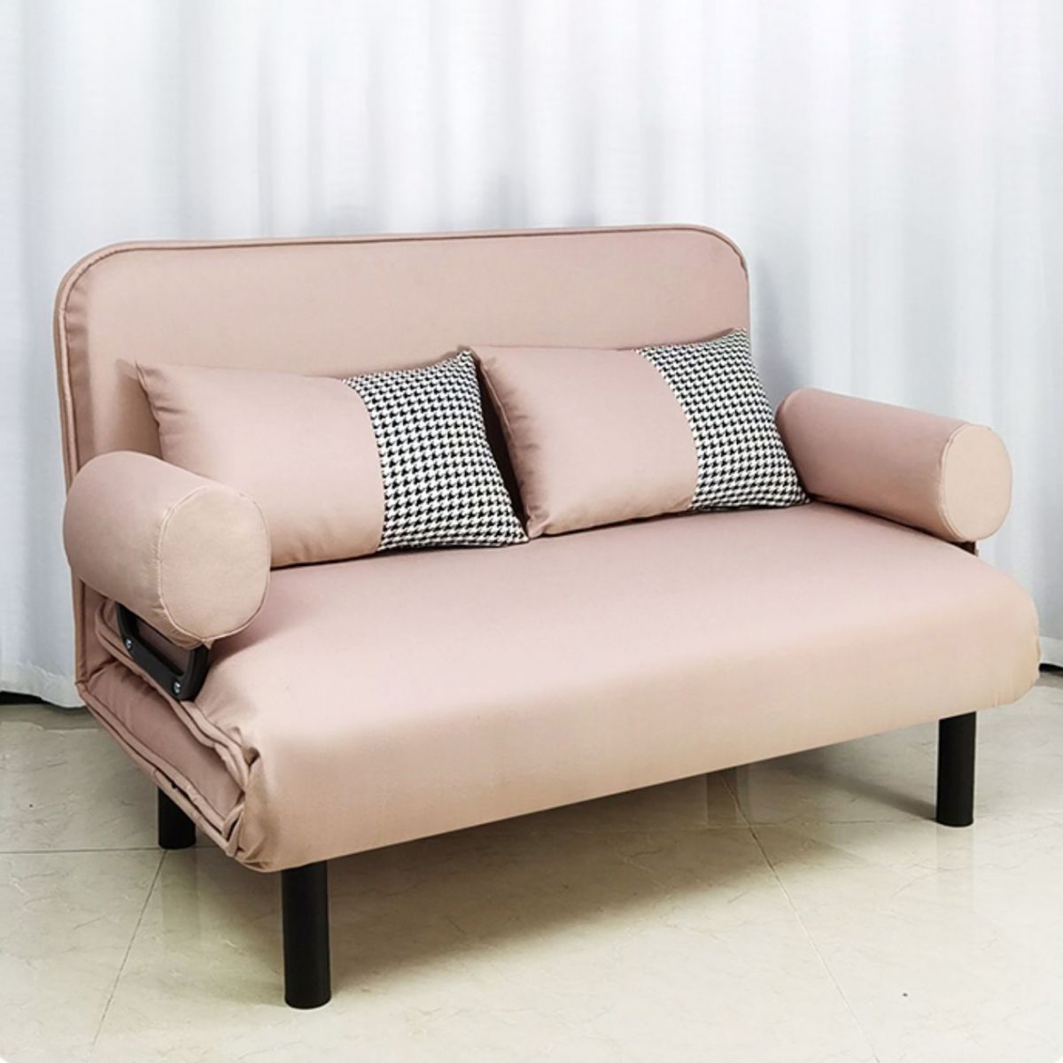 Modern Faux Leather Sofa 28.34" D x 32.28" H Recessed Arm Sofa