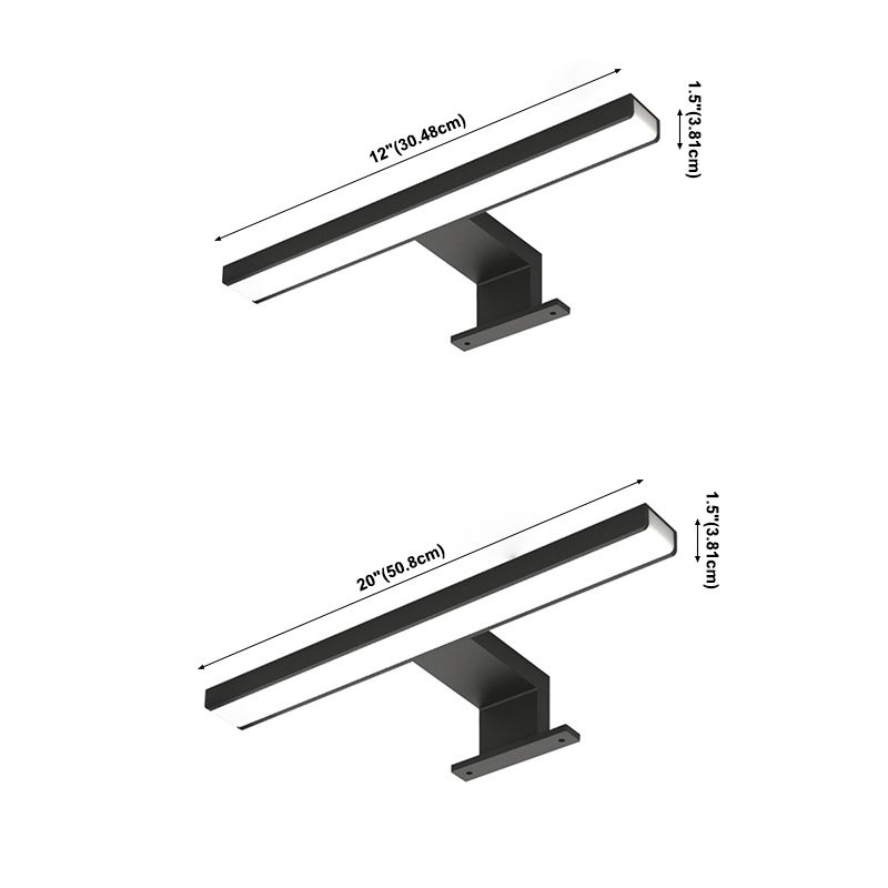 1-Light Metal Linear Shade Wall Sconce Modern Style Mirror Wall Lighting in Black