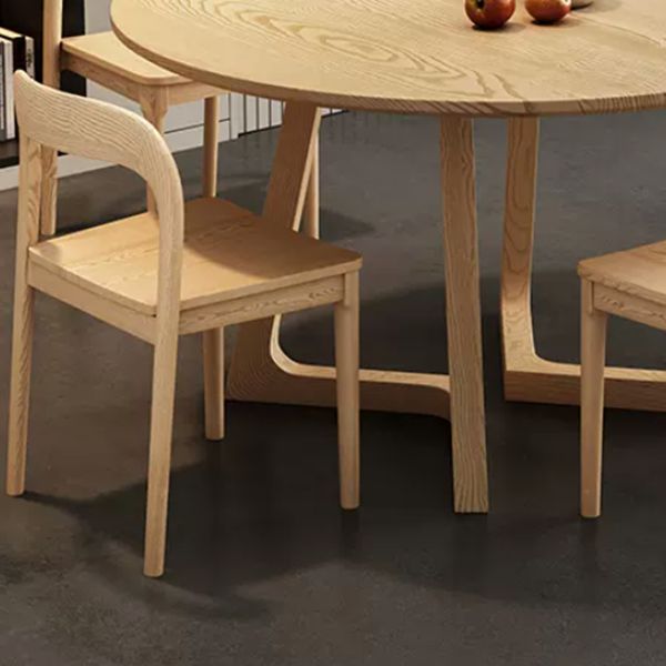 Modern Style Dinette Set 1/2/3/4/5 Pcs Round Solid Wood Dinette Table with Chair