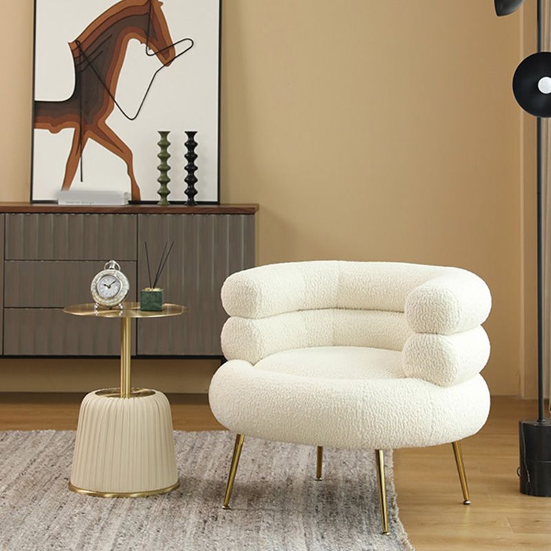 White Barrel Chair Arms Included Lounge Chair for Living Room