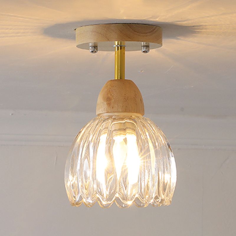 Modern Simple Wooden Ceiling Light Bell Shape Ceiling Lamp for Bedroom