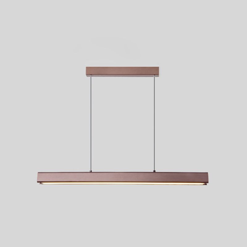 1-Light Acrylic Island Hanging Light, Minimalist Indoor Linear Pendant Light in Brown