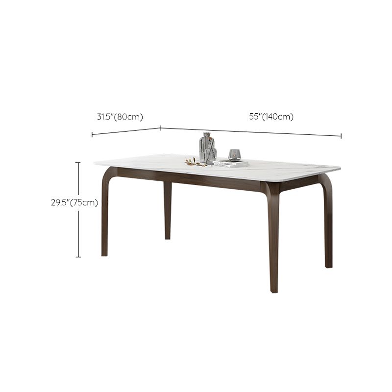 Medieval Modern Sintered Stone Table Rectangular Table with Wooden Base