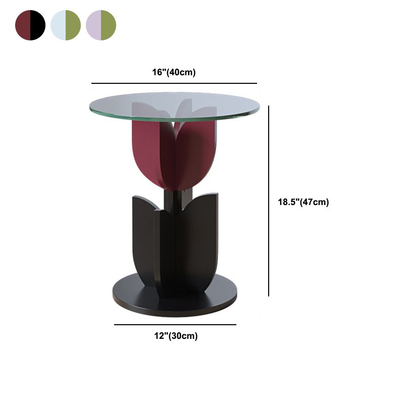 Round/free Shape Square Block Base Glass/solid Wood Table Modern Style Coffee Table