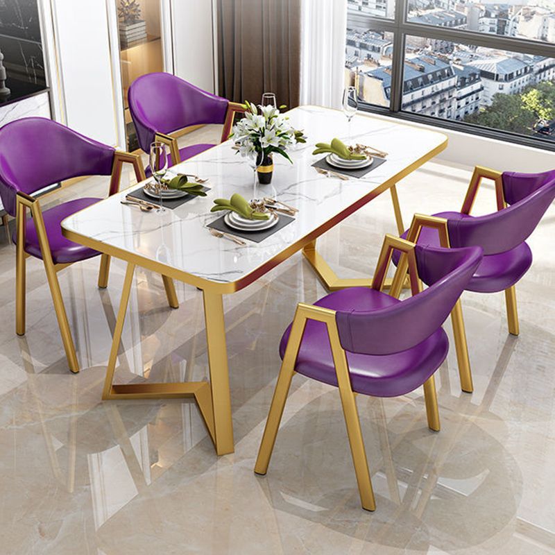 Dinner Room Dining Table Kitchen Luxury Stone Metal Base Dining Table