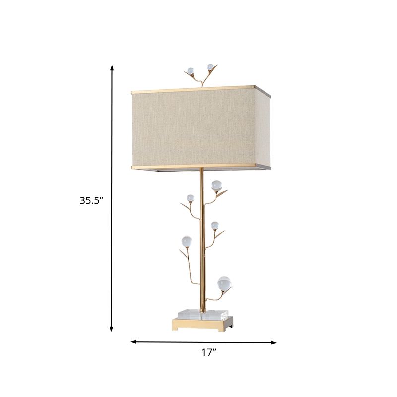 Tissu lampe de table rectangulaire de forme contemporaine 1 livre de lecture de bulbe lumière en or