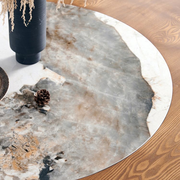 Contemporary Turntable Round Dining Table Ash Wood Sled Base Dining Table