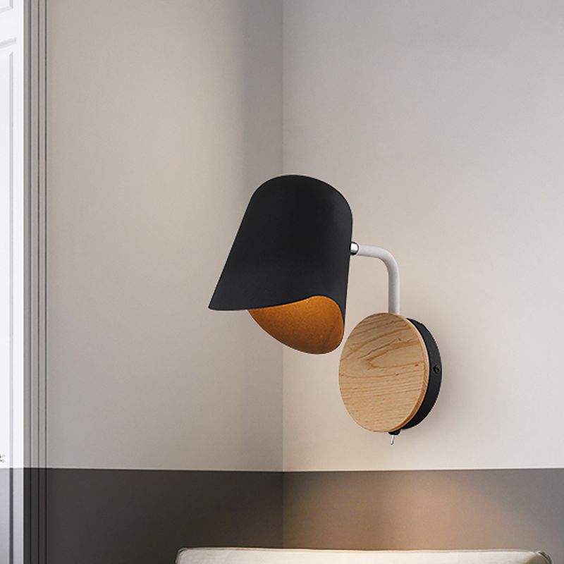 Cup metalen wandmontage verlichting Noordse 1-licht witte/zwarte wand sconce lamp met rechterhoekarm