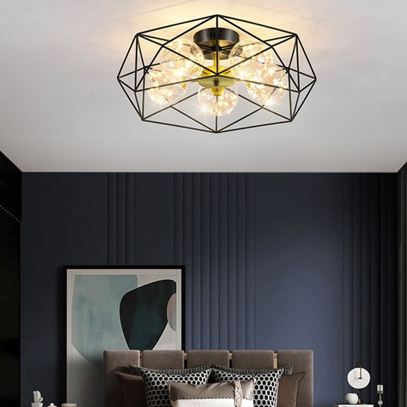 Modern Simple Iron Ceiling Light Geometry Shape Ceiling Lamp for Bedroom