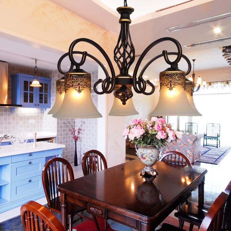 Bell Chandelier Lights Glass Chandelier Pendant Light pour le salon