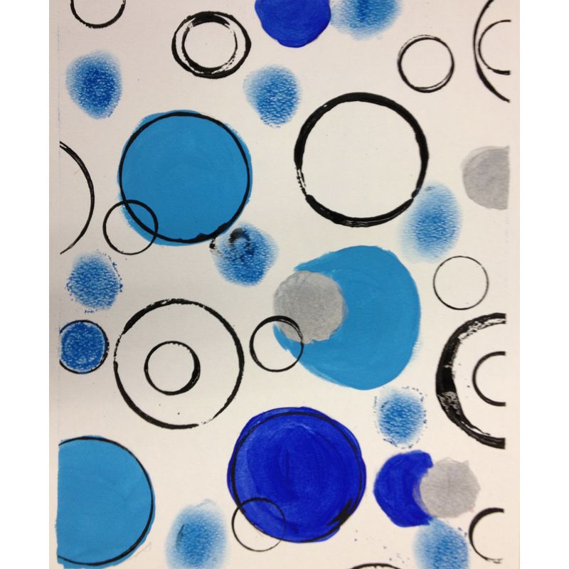 Circular Printed Mural Decal Modern Art Non-Woven Texture Wall Covering in Pastel Color