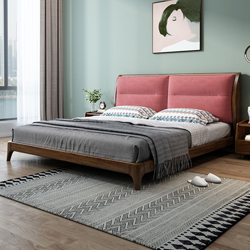 Solid Wood Standard Bed Headboard Low Profile Bed with Custom Legs