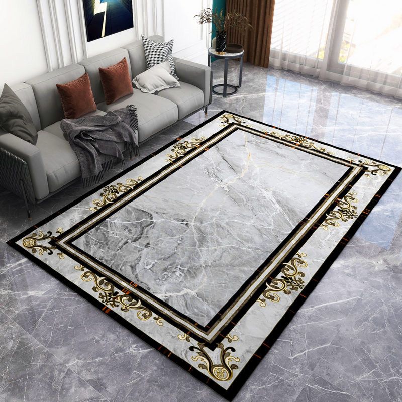 Solid Color Luxe Area Carpet Polyester European Printing Indoor Rug Easy Care Carpet for Living Room