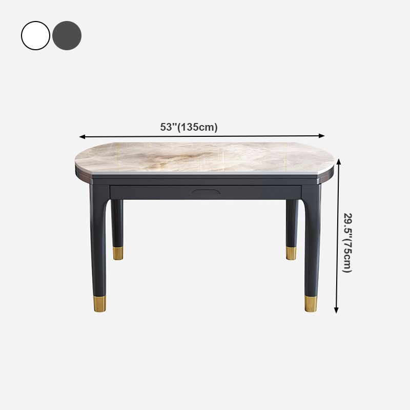 Traditional Luxury Style Dining Table Round Sintered Stone Table with 4 Legs