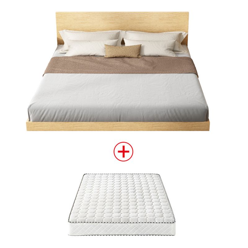Wood Platform Bed Frame Natural Platform Bed with Rectangular Headboard