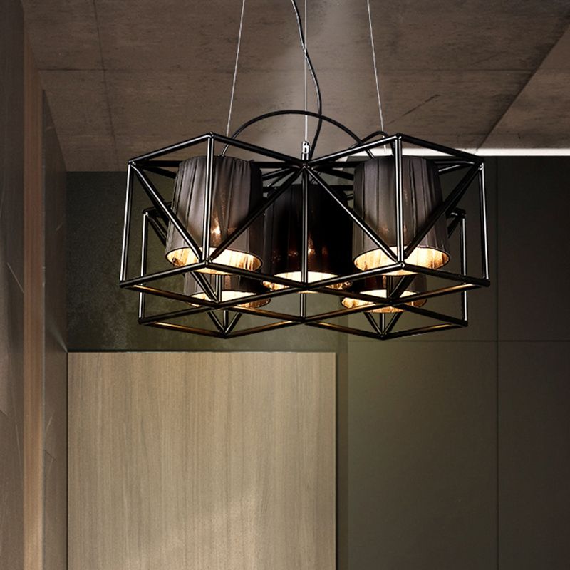 Light sospensione in tessuto a 5 bulbina industriale Black Black Cucina Lampadella illuminazione