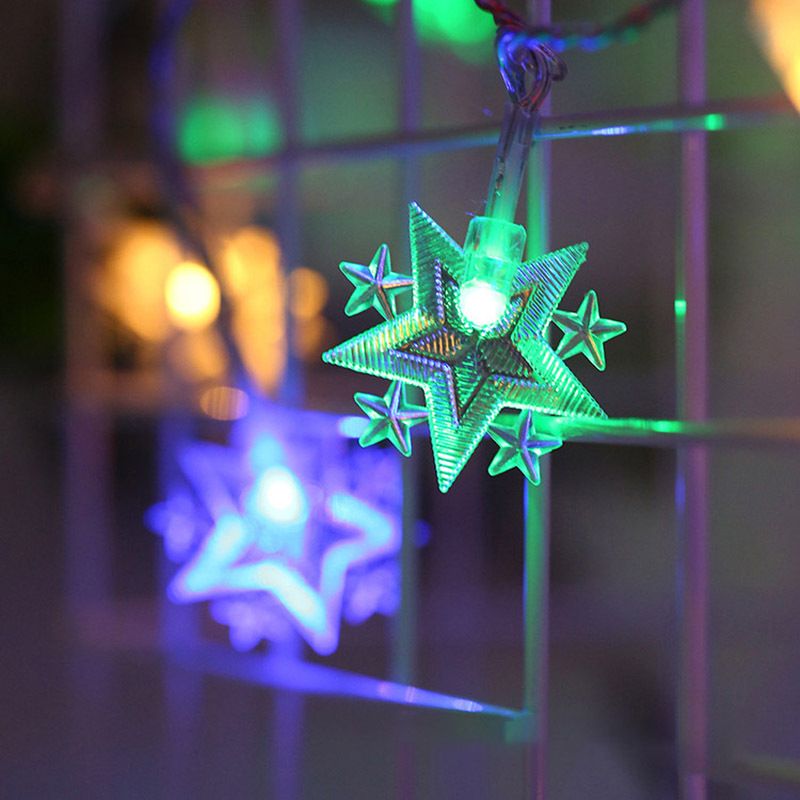Clear Plastic Star Fiesta Light Nordic 20/40-Bulb LED String Lamp in Warm/White/Multi Color Light for Living Room, 3/6M