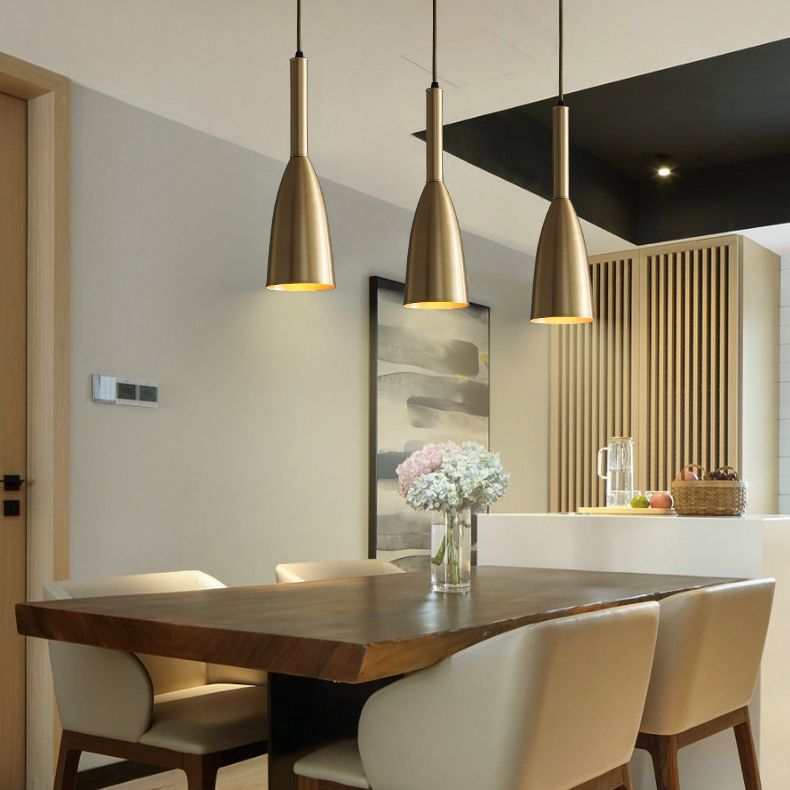 Metal Bell Pendant Lighting Fixture Postmodern Ceiling Hang Light for Dining Room