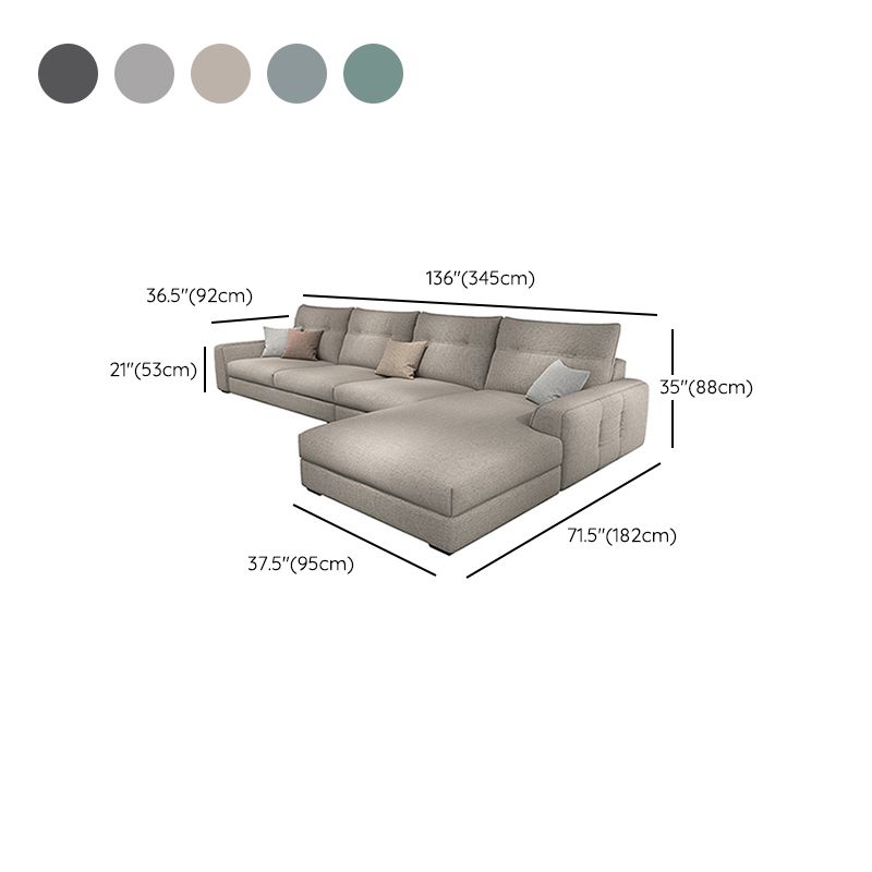 Stationary Fabric Living Room Square Arm Cushions Contemporary Seating