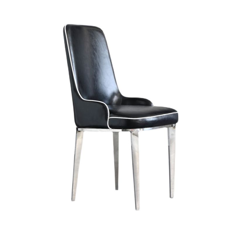 Chaises de salle à manger scandinaves avec 4 jambes en métal chaise sans bras en cuir en cuir pour la maison