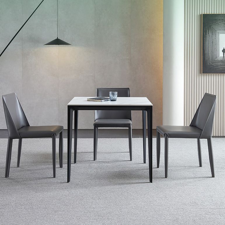 Square Shape Sintered Stone Dining Table Industrial 4 Legs Table for Dining Room