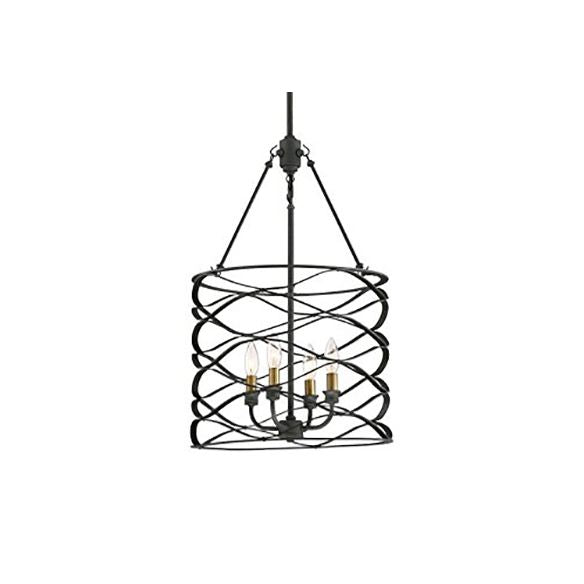 Lampe suspendue cylindrique noire avec nuance de cage fer industriel 4 ampoules salon lux