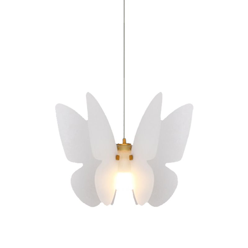Butterfly Ceiling Hang Fixture Modern Acrylic Single Head Dinning Room Pendant Light Kit in White