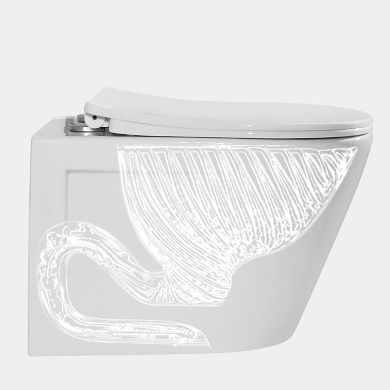 Modern Ceramic Flush Toilet Wall Mount White Urine Toilet with Seat for Bathroom