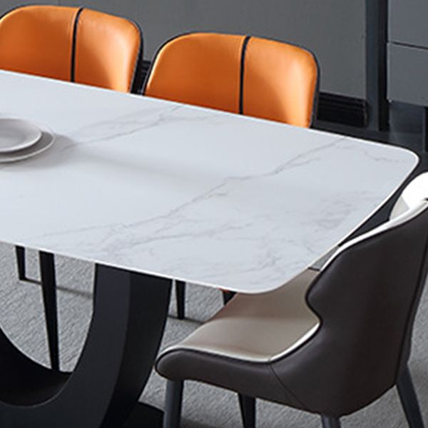 Industrial Rectangle Dining Table Sintered Stone Table with Metal Leg for Home