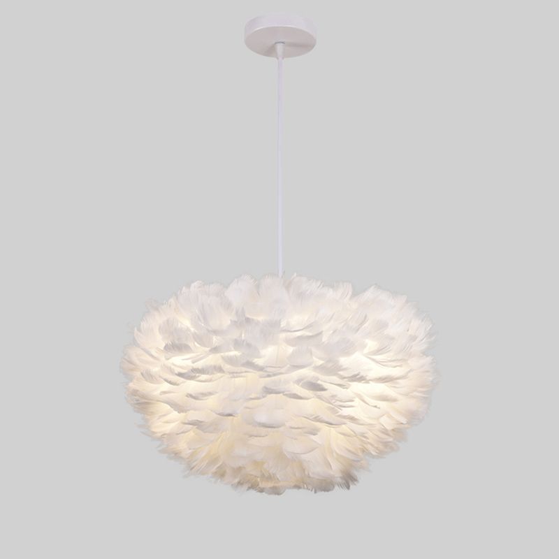 Nordic-Style Shaded Chandelier Pendant Light Feather Bedroom Pendant Lighting Fixture