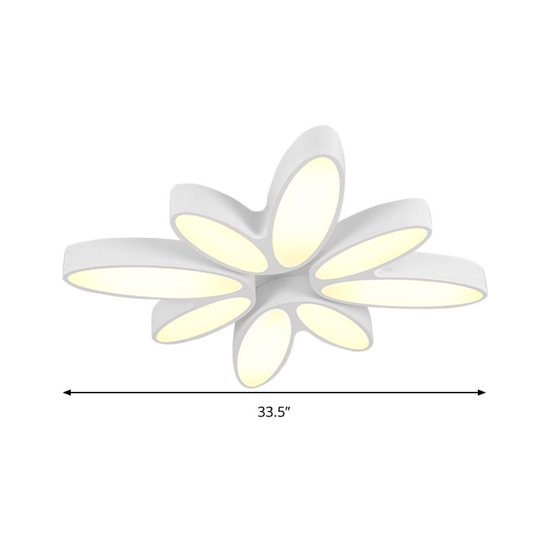 Blossom Child Bedroom Ceiling Mount Light Acrylic 8-Petal Creative Ceiling Lamp in White
