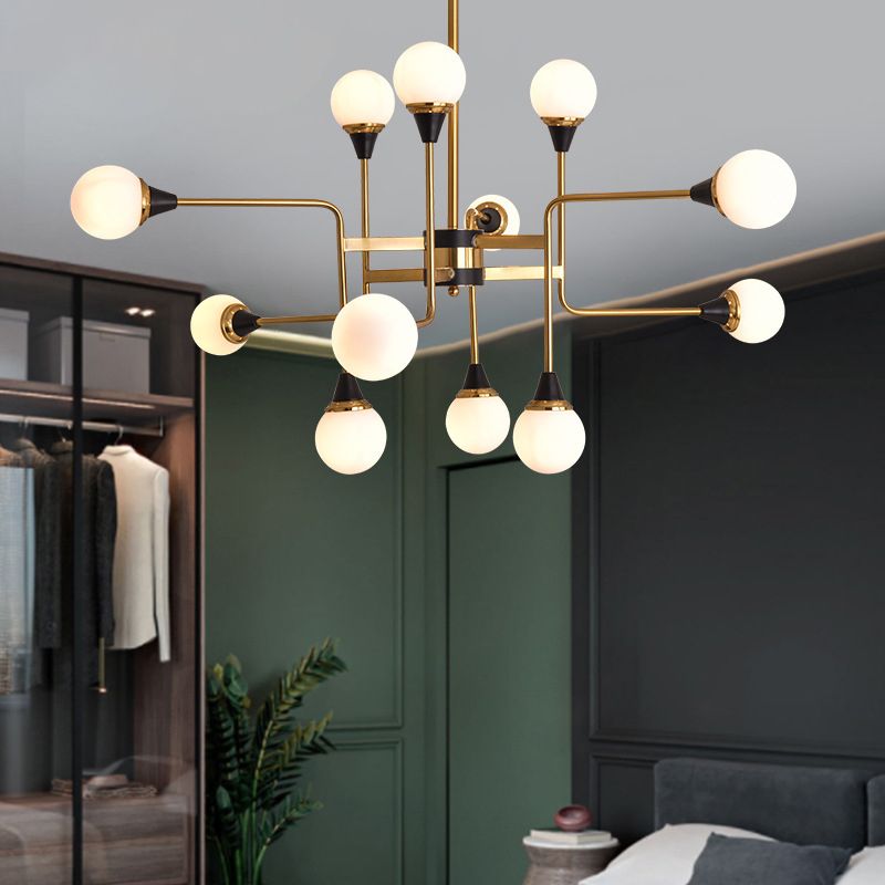 Postmodern Glass and Metal Chandeliers 12 Heads Ceiling Pendant Light for Living Room