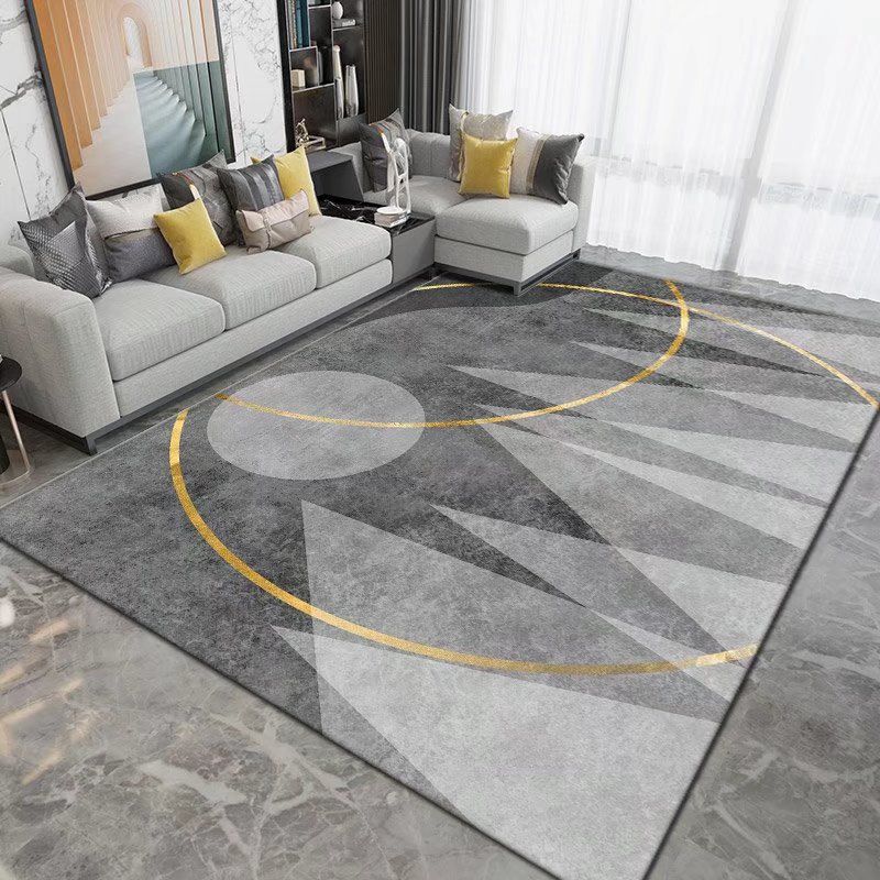 Dark Brown Carpet Polyester Graphic Carpet Washable Carpet for Drawing Room