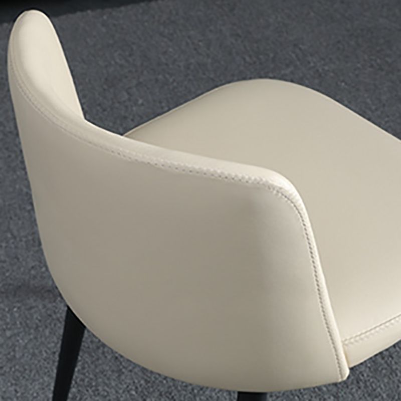 Modern Style Metal Parsons Chair Upholstered Side Chair with Black Legs