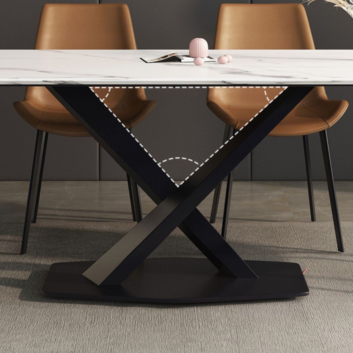 Mesa de comedor de estilo moderno Mesa de comedor de piedra sinterizada con marco negro para uso en el hogar