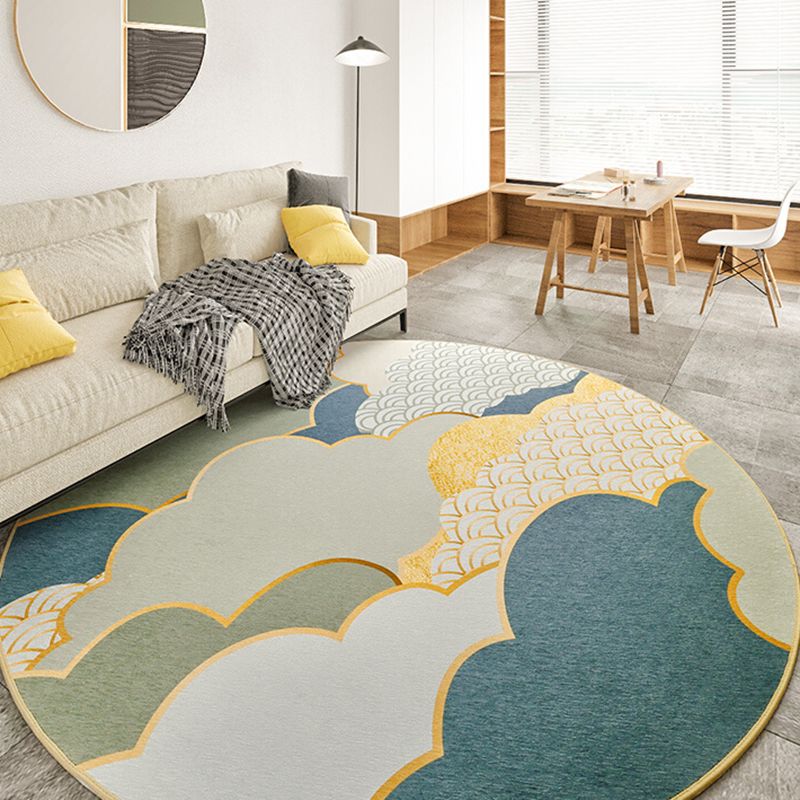 Alfombra verde de la alfombra moderna nubes de poliéster alfombra sin deslizamiento alfombra para sala de estar