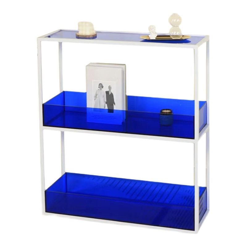 Open Scandinavian Etagere Bookshelf with White Iron Frame Acrylic Shelf