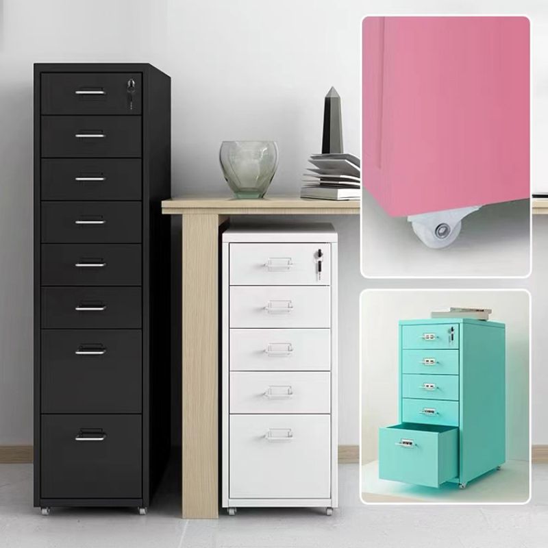 Contemporary File Cabinet Metal Frame Key Lock Lateral File Cabinet
