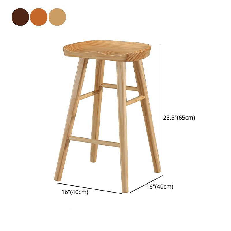 Modern Style Solid Wood Bar Stool with Footrest and Saddle Seat Indoor Bar Stool