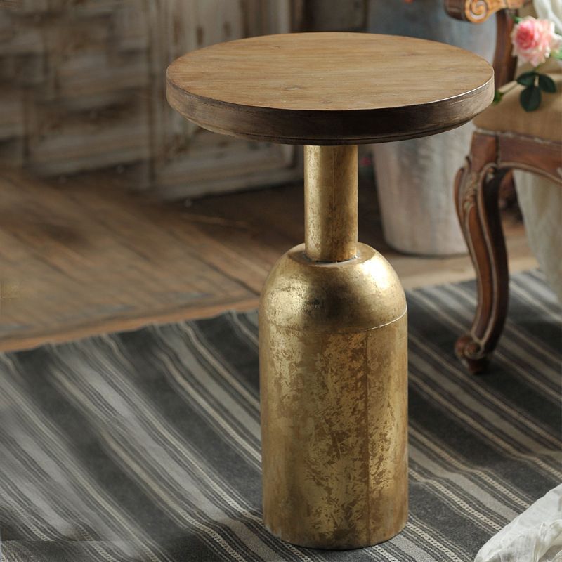 Solid Wood End Slide Table with Ironcraft Pedestal End Table