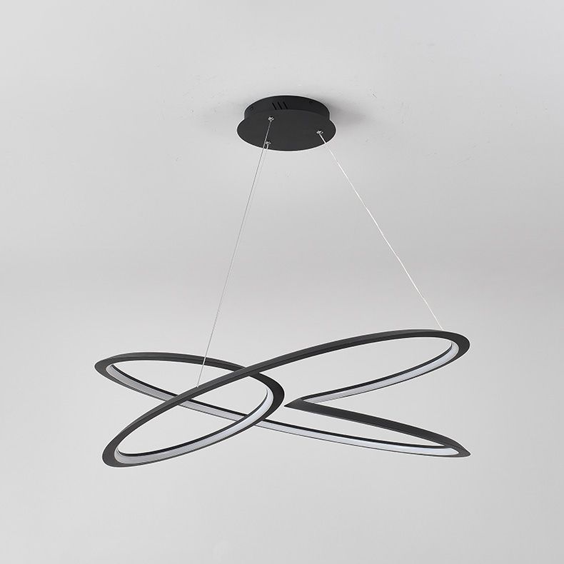 Twisting Pendant Lighting Fixture Modern Metal Single Light Chandelier Lamp in Black